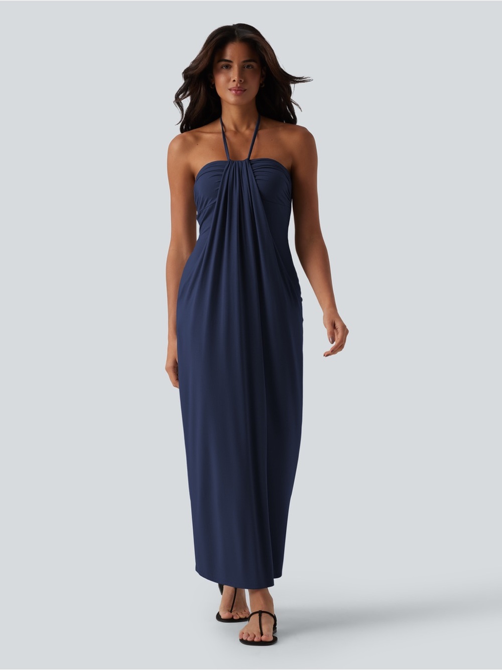 Halara halter tie-back maxi dress with pockets